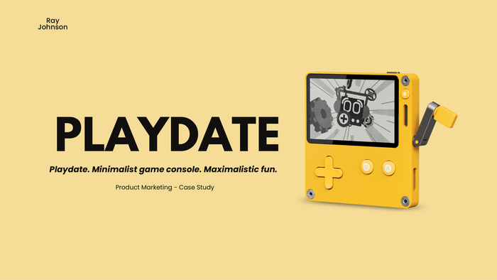 Playdate case study cover slide, showing the Playdate console