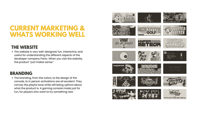 Deck slide 3: Current marketing and what's working well