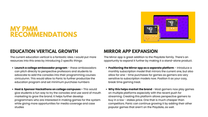 Deck slide 4: PMM recommendations