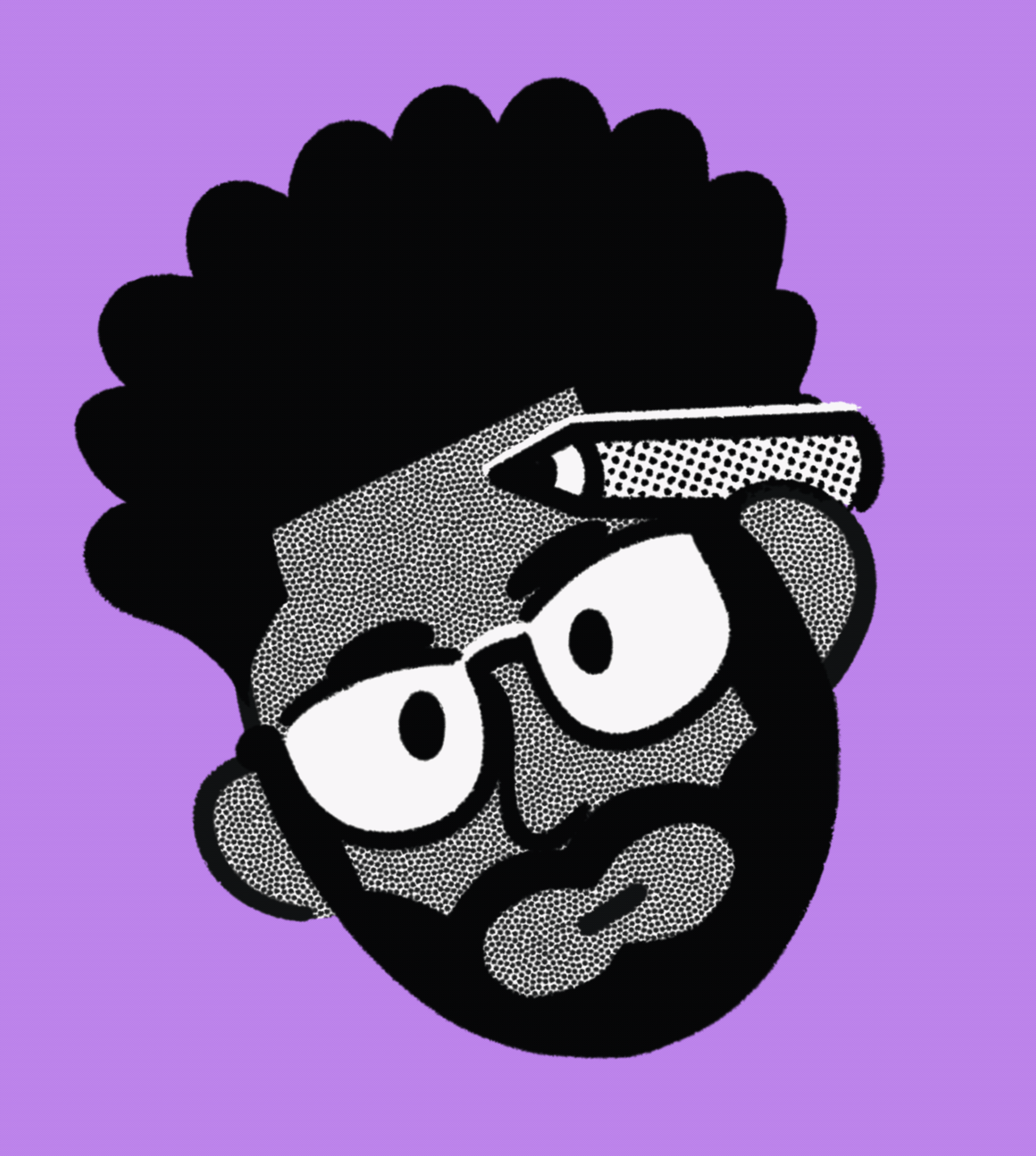 Illustrated animated portrait of Ray Johnson